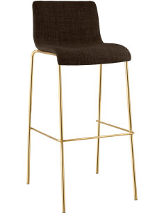 Tabouret de bar moderne chic Tissu Marron Métal Argenté Chromé Zeyon - 1