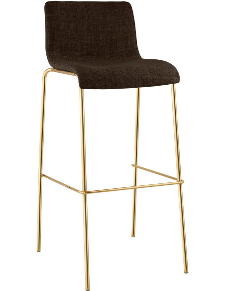 Tabouret de bar moderne chic Tissu Marron Métal Argenté Chromé Zeyon - 1