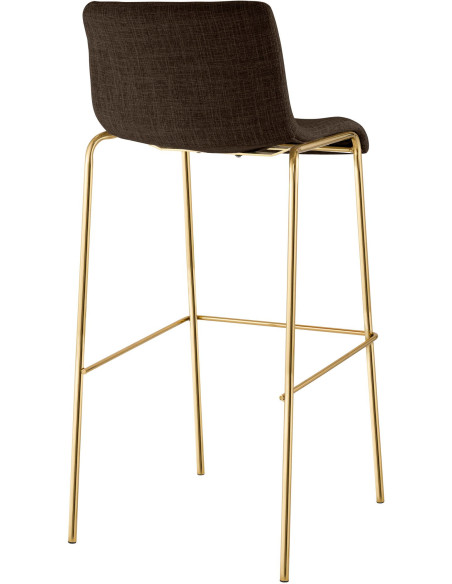 Tabouret de bar moderne chic Tissu Marron Métal Argenté Chromé Zeyon - 4