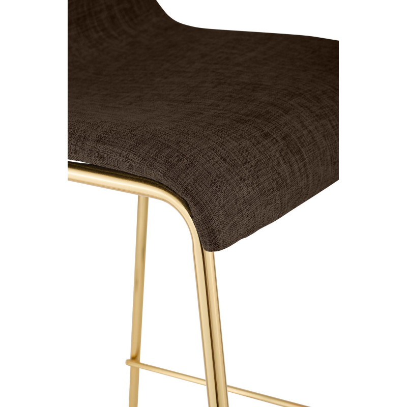 Tabouret de bar moderne chic Tissu Marron Métal Argenté Chromé Zeyon - 5