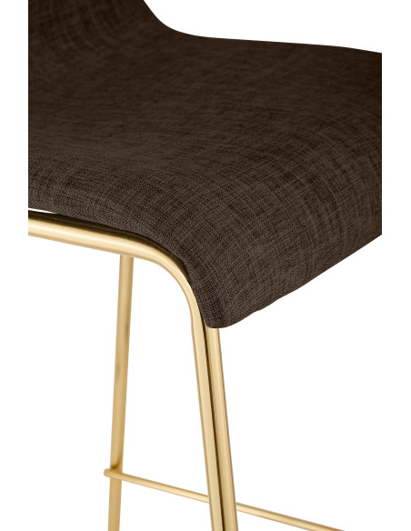 Tabouret de bar moderne chic Tissu Marron Métal Argenté Chromé Zeyon - 5