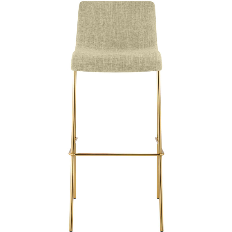 Tabouret de bar moderne chic Tissu Blanc crème Métal Argenté Chromé Zeyon - 2