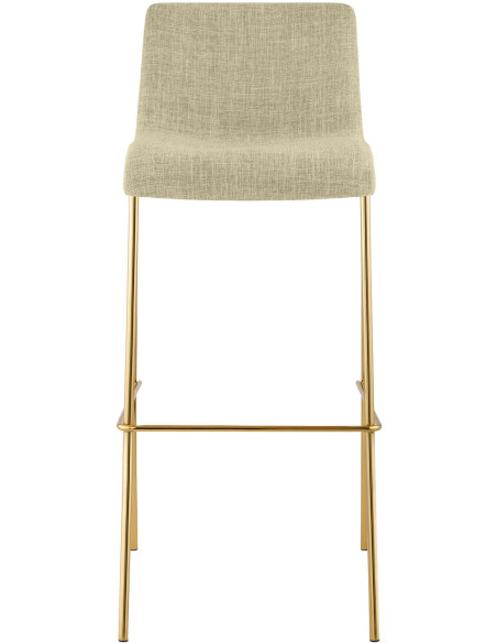 Tabouret de bar moderne chic Tissu Blanc crème Métal Argenté Chromé Zeyon - 2