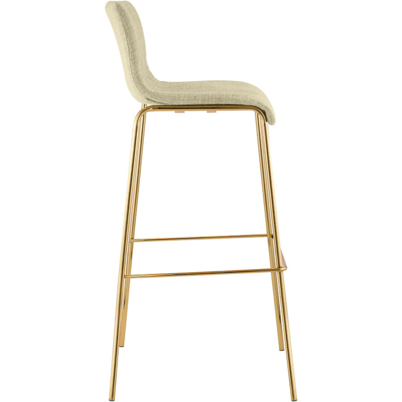 Tabouret de bar moderne chic Tissu Blanc crème Métal Argenté Chromé Zeyon - 3