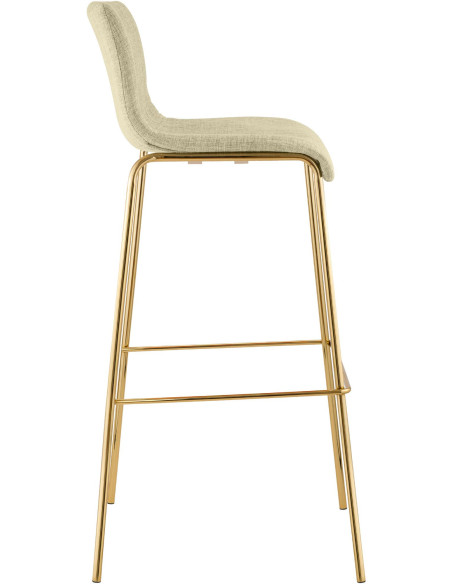 Tabouret de bar moderne chic Tissu Blanc crème Métal Argenté Chromé Zeyon - 3