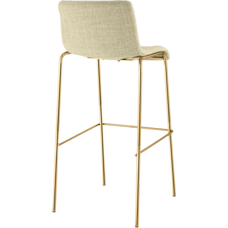 Tabouret de bar moderne chic Tissu Blanc crème Métal Argenté Chromé Zeyon - 4