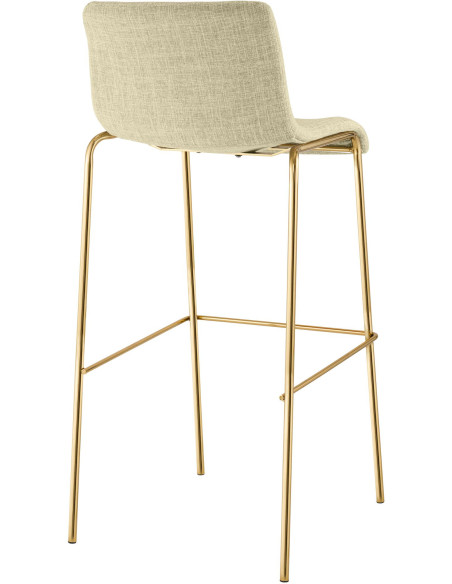 Tabouret de bar moderne chic Tissu Blanc crème Métal Argenté Chromé Zeyon - 4
