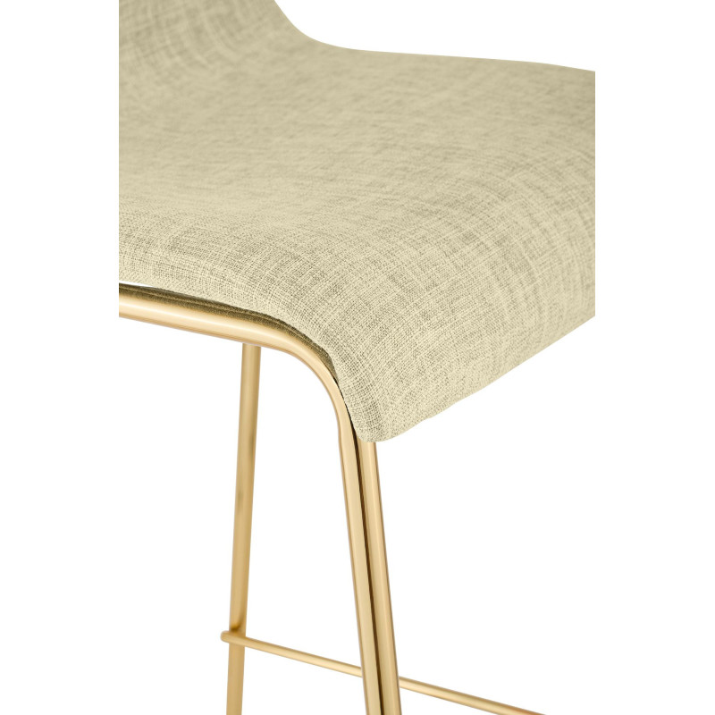 Tabouret de bar moderne chic Tissu Blanc crème Métal Argenté Chromé Zeyon - 5