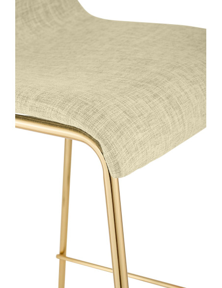 Tabouret de bar moderne chic Tissu Blanc crème Métal Argenté Chromé Zeyon - 5