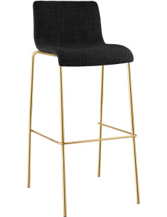 Tabouret de bar moderne chic Tissu Gris foncé Métal Argenté Chromé Zeyon - 1