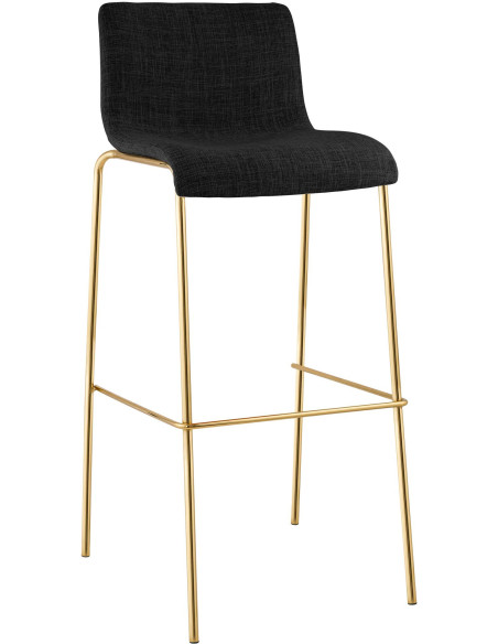 Tabouret de bar moderne chic Tissu Gris foncé Métal Argenté Chromé Zeyon - 1
