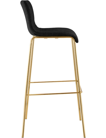 Tabouret de bar moderne chic Tissu Gris foncé Métal Argenté Chromé Zeyon - 3