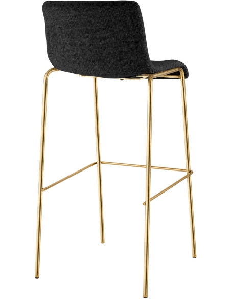 Tabouret de bar moderne chic Tissu Gris foncé Métal Argenté Chromé Zeyon - 4