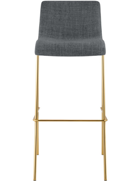 Tabouret de bar moderne chic Tissu Gris clair Métal Argenté Chromé Zeyon - 2