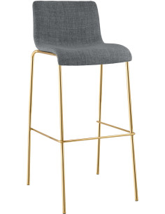 Tabouret de bar moderne chic Tissu Gris clair Métal Argenté Chromé Zeyon - 1