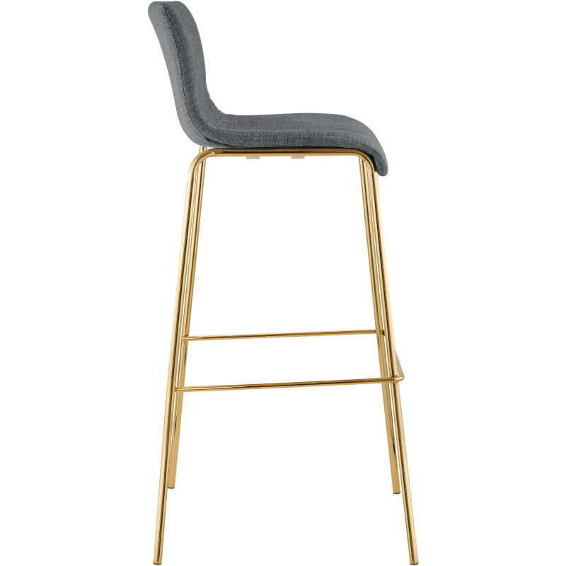 Tabouret de bar moderne chic Tissu Gris clair Métal Argenté Chromé Zeyon - 3