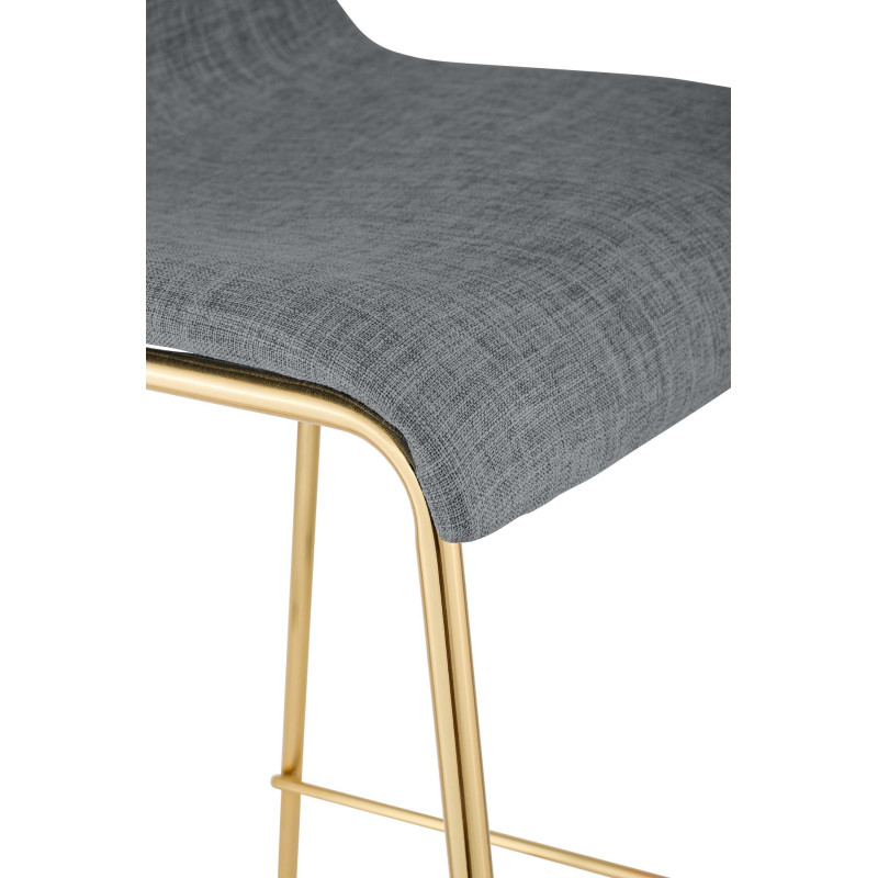 Tabouret de bar moderne chic Tissu Gris clair Métal Argenté Chromé Zeyon - 5