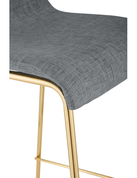 Tabouret de bar moderne chic Tissu Gris clair Métal Argenté Chromé Zeyon - 5