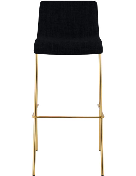 Tabouret de bar moderne chic Tissu Noir Métal Argenté Chromé Zeyon - 2