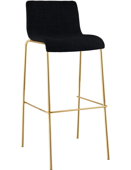 Tabouret de bar moderne chic Tissu Noir Métal Argenté Chromé Zeyon - 1
