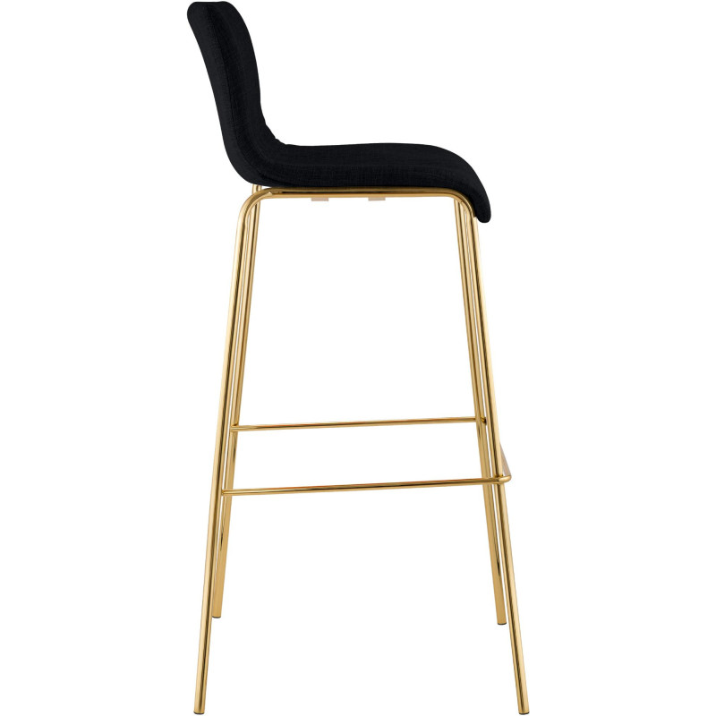 Tabouret de bar moderne chic Tissu Noir Métal Argenté Chromé Zeyon - 3