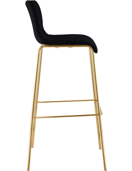 Tabouret de bar moderne chic Tissu Noir Métal Argenté Chromé Zeyon - 3