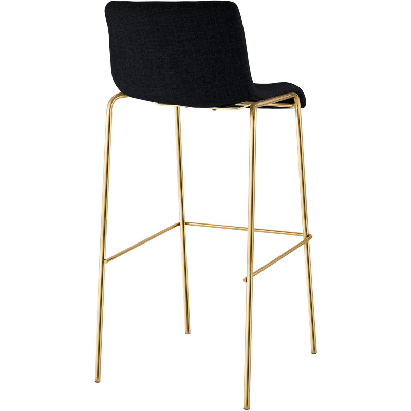 Tabouret de bar moderne chic Tissu Noir Métal Argenté Chromé Zeyon - 4