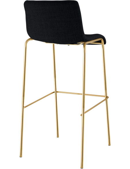 Tabouret de bar moderne chic Tissu Noir Métal Argenté Chromé Zeyon - 4