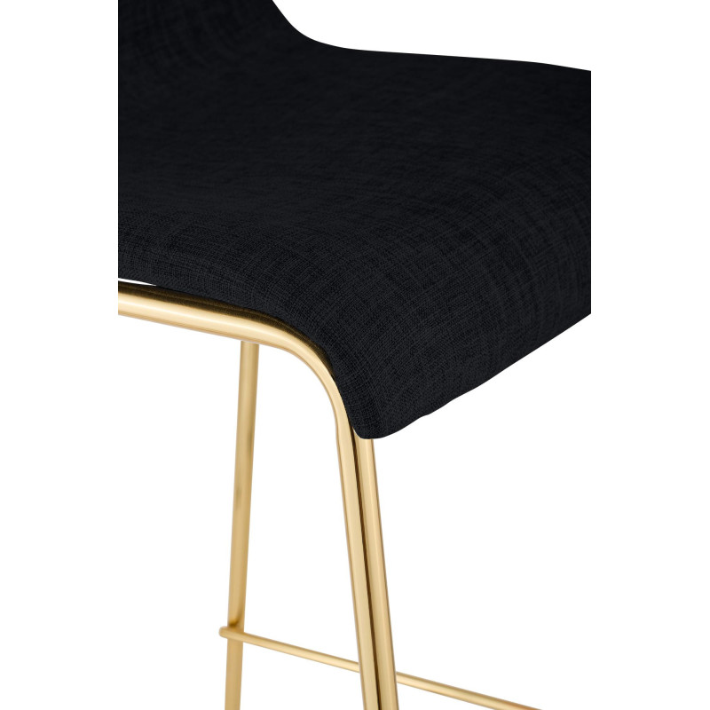 Tabouret de bar moderne chic Tissu Noir Métal Argenté Chromé Zeyon - 5