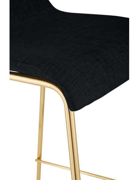 Tabouret de bar moderne chic Tissu Noir Métal Argenté Chromé Zeyon - 5