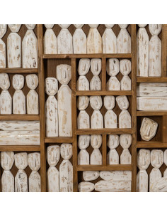 Grande Décoration murale ethnique chic sculptée 120x164 Marron Blanc Vieilli Toyen - 2