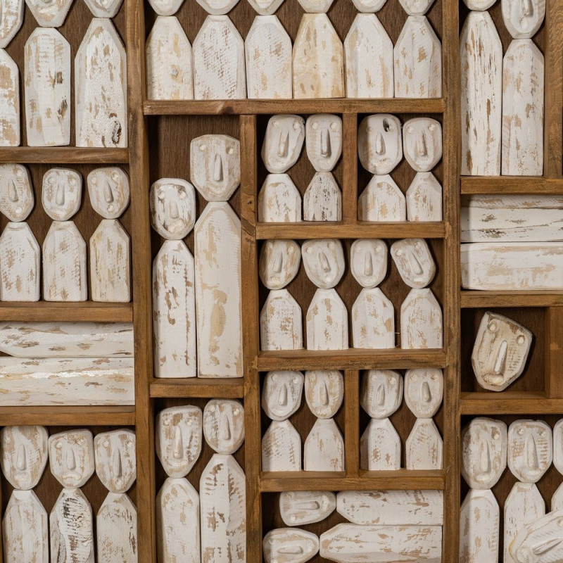 Grande Décoration murale ethnique chic sculptée 120x164 Marron Blanc Vieilli Toyen - 2