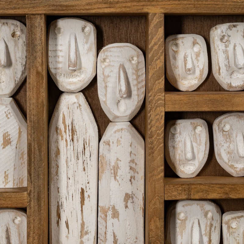 Grande Décoration murale ethnique chic sculptée 120x164 Marron Blanc Vieilli Toyen - 3