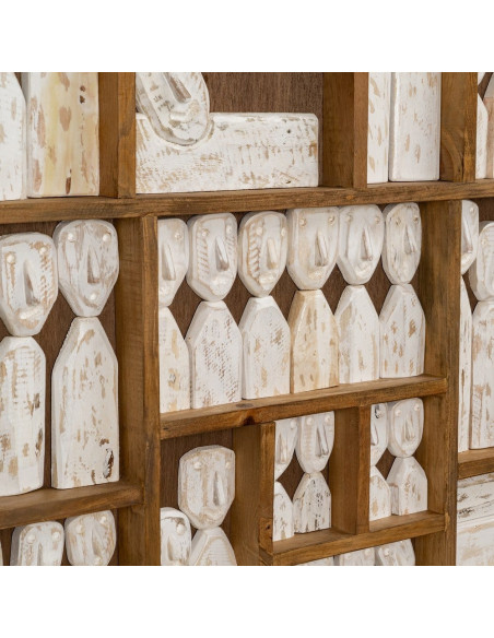 Grande Décoration murale ethnique chic sculptée 120x164 Marron Blanc Vieilli Toyen - 4