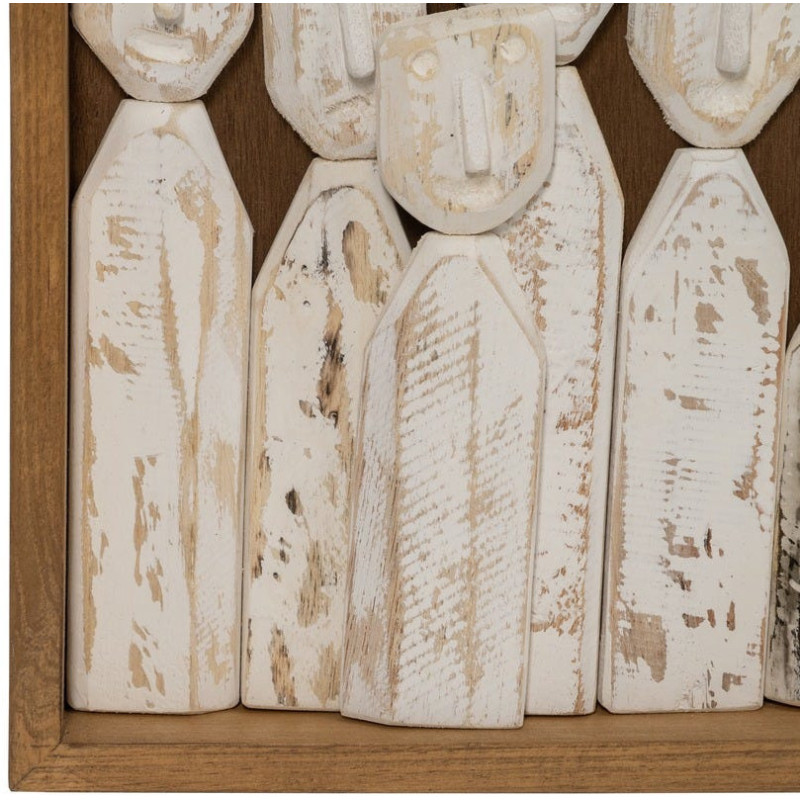 Grande Décoration murale ethnique chic sculptée 120x164 Marron Blanc Vieilli Toyen - 5