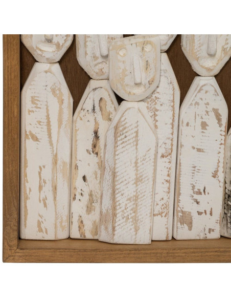 Grande Décoration murale ethnique chic sculptée 120x164 Marron Blanc Vieilli Toyen - 5