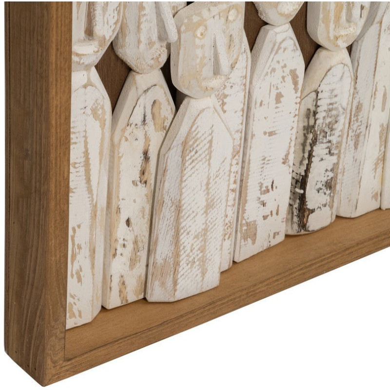 Grande Décoration murale ethnique chic sculptée 120x164 Marron Blanc Vieilli Toyen - 6
