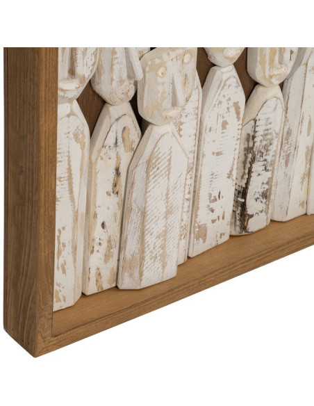 Grande Décoration murale ethnique chic sculptée 120x164 Marron Blanc Vieilli Toyen - 6