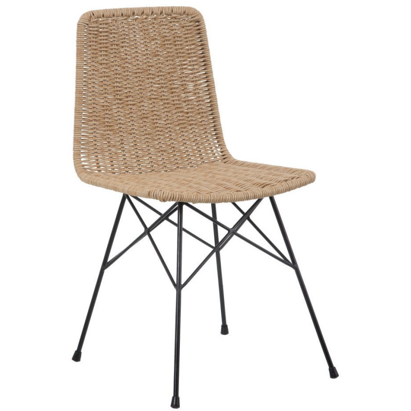 Chaise de jardin bohème Naturel Tressé Métal Noir Vaeli - 1
