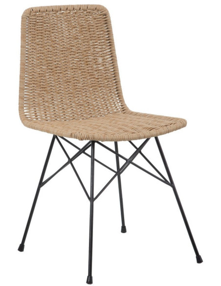 Chaise de jardin bohème Naturel Tressé Métal Noir Vaeli - 1