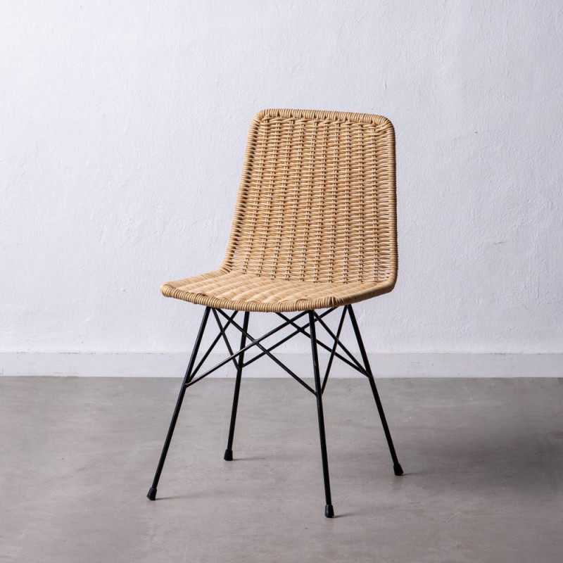 Chaise de jardin bohème Naturel Tressé Métal Noir Vaeli - 11