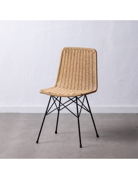 Chaise de jardin bohème Naturel Tressé Métal Noir Vaeli - 11