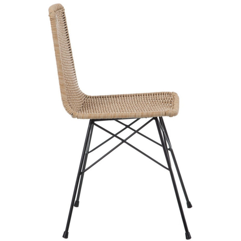 Chaise de jardin bohème Naturel Tressé Métal Noir Vaeli - 3