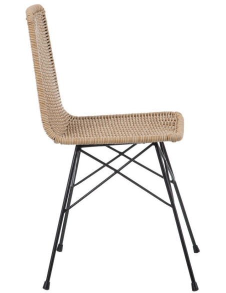 Chaise de jardin bohème Naturel Tressé Métal Noir Vaeli - 3