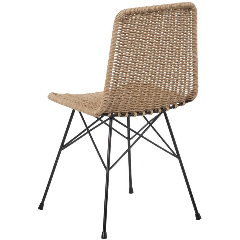 Chaise de jardin bohème Naturel Tressé Métal Noir Vaeli - 4