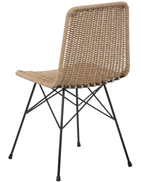 Chaise de jardin bohème Naturel Tressé Métal Noir Vaeli - 4
