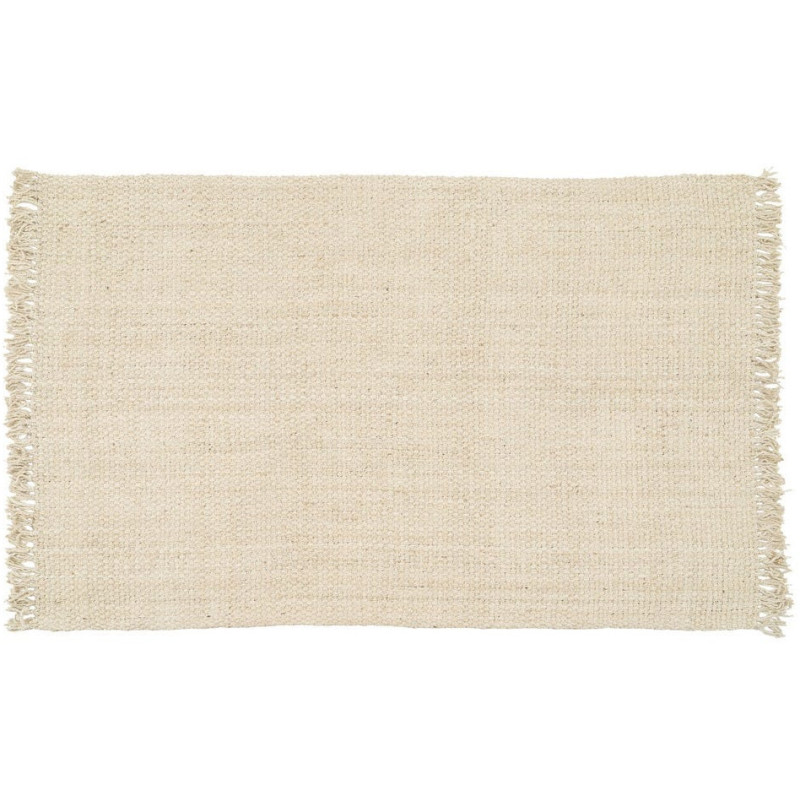 Grand Tapis bohème chic Rectangulaire 200x290 Blanc crème avec franges Narvi