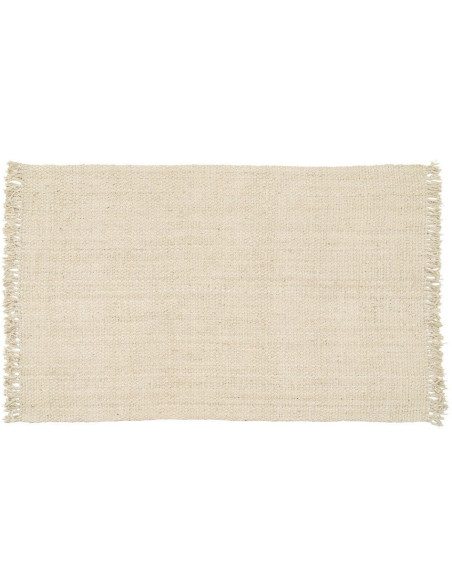 Grand Tapis bohème chic Rectangulaire 200x290 Blanc crème avec franges Narvi