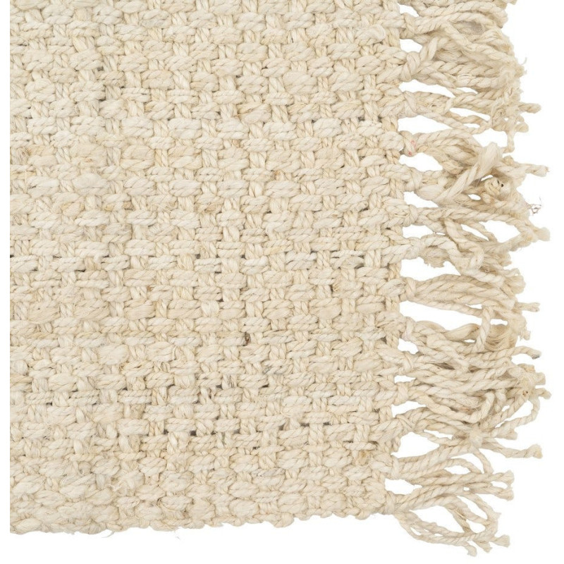 Grand Tapis bohème chic Rectangulaire 200x290 Blanc crème avec franges Narvi 