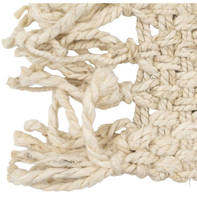 Grand Tapis bohème chic Rectangulaire 200x290 Blanc crème avec franges Narvi 